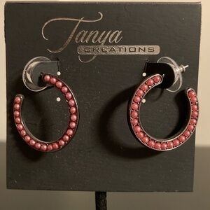 Tanya Creations red dot hoop earrings.